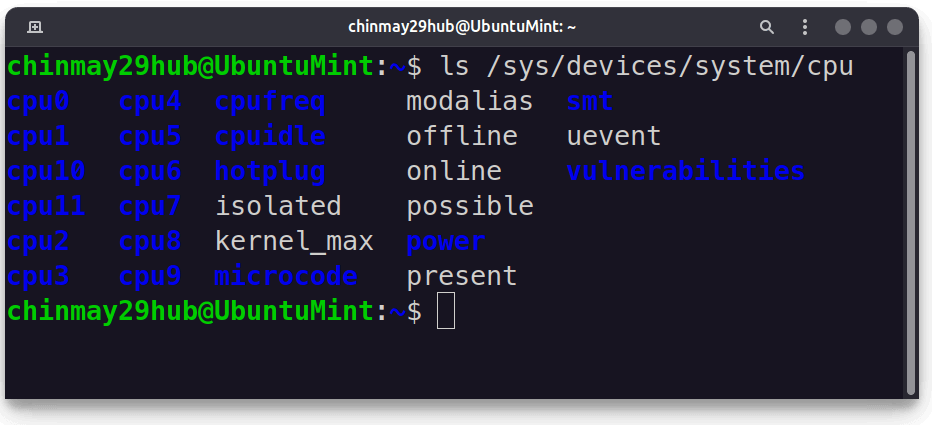 List CPU Core Directory