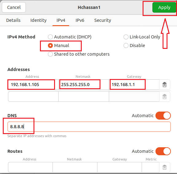 Set Static IP Ubuntu Desktop