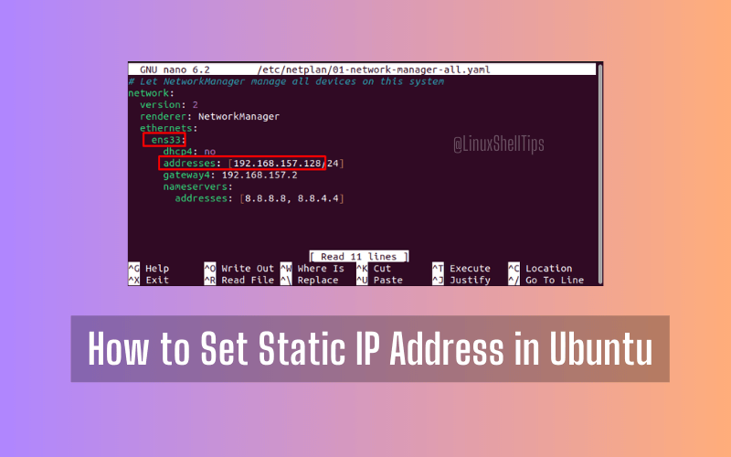 Set Static IP Address in Ubuntu