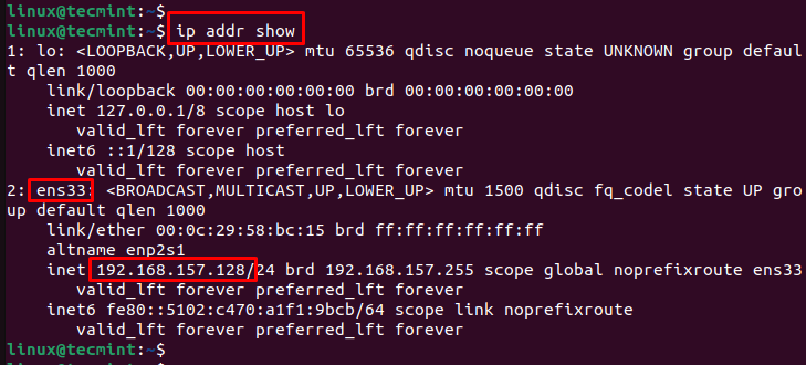 Verify Ubuntu IP Address