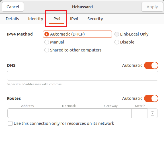 View IPv4 Settings