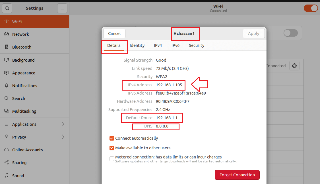 View Static IP Ubuntu Desktop