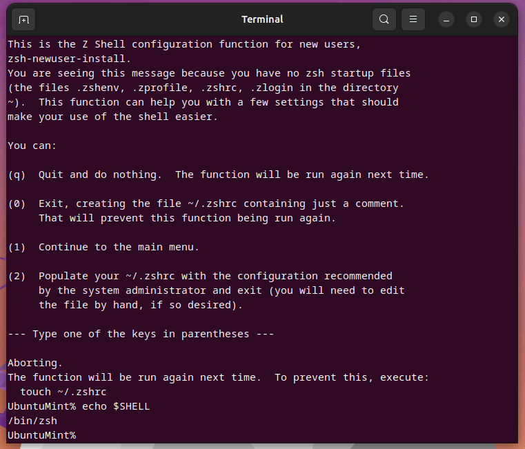 ZSH Shell in Ubuntu