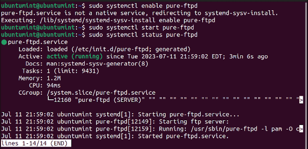 Check Pure-FTPd Status