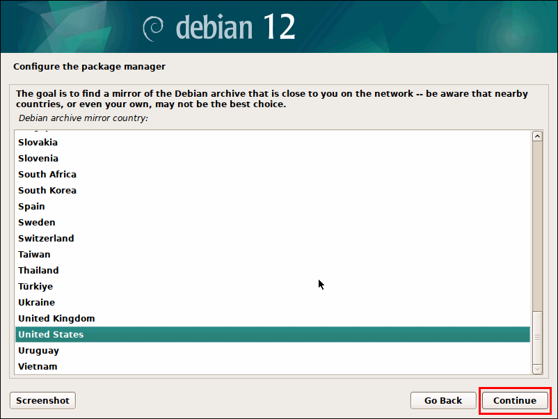 Choose Debian Mirror
