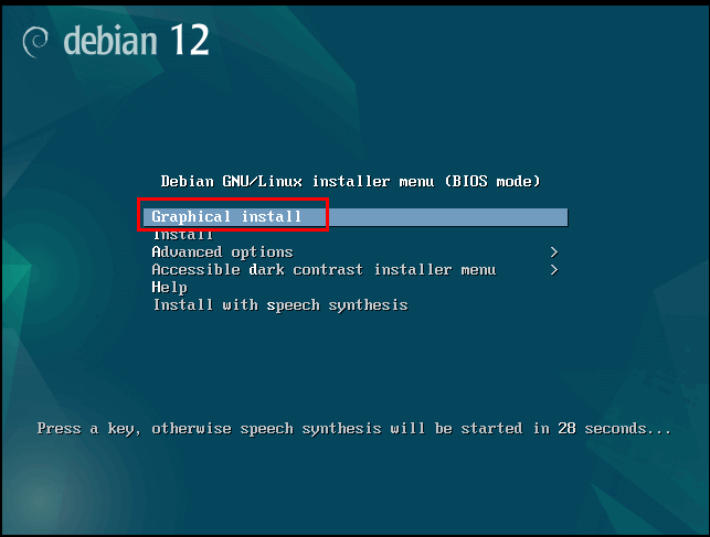 Choose Graphical Install