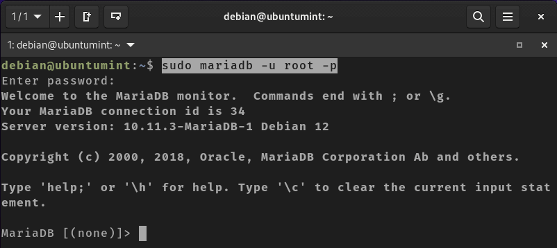 Connect MySQL in Debian