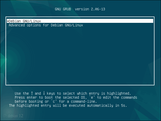 Debian Grub Menu