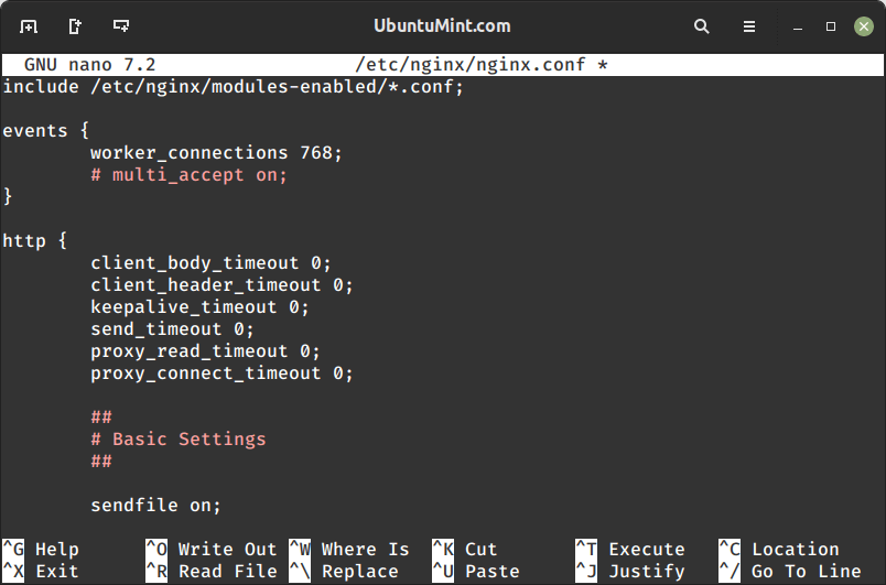 Disable Timeouts in NGINX