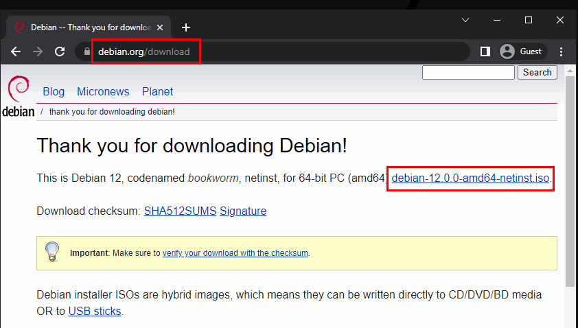 Download Debian 12 ISO Image