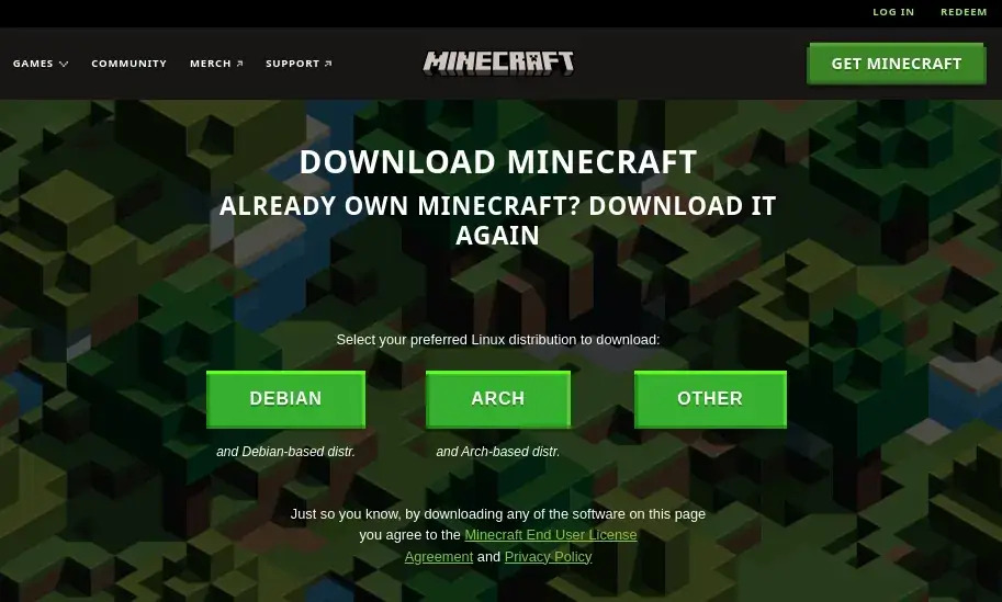 Download Minecraft for Ubuntu