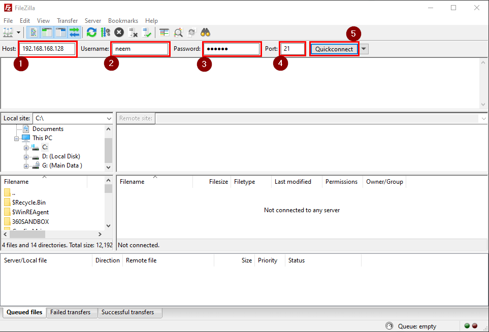 Filezilla FTP Connection