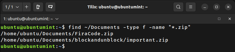 Find Zip Files in Linux