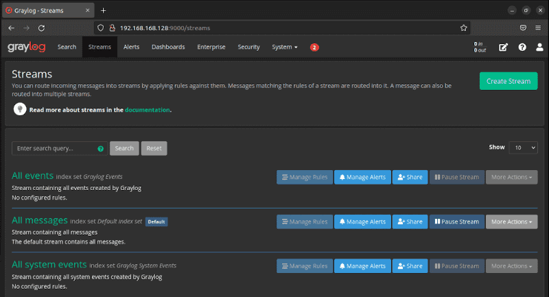 Graylog Dashboard