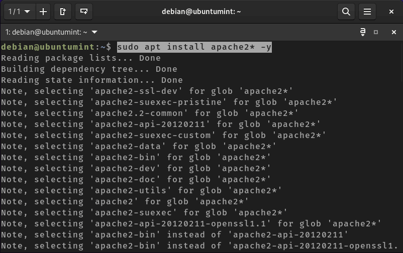 Install Apache in Debian