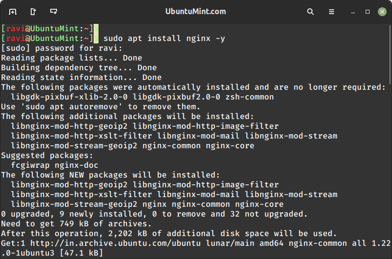 Install Nginx in Ubuntu