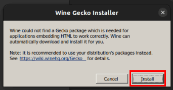 Install Wine Gecko