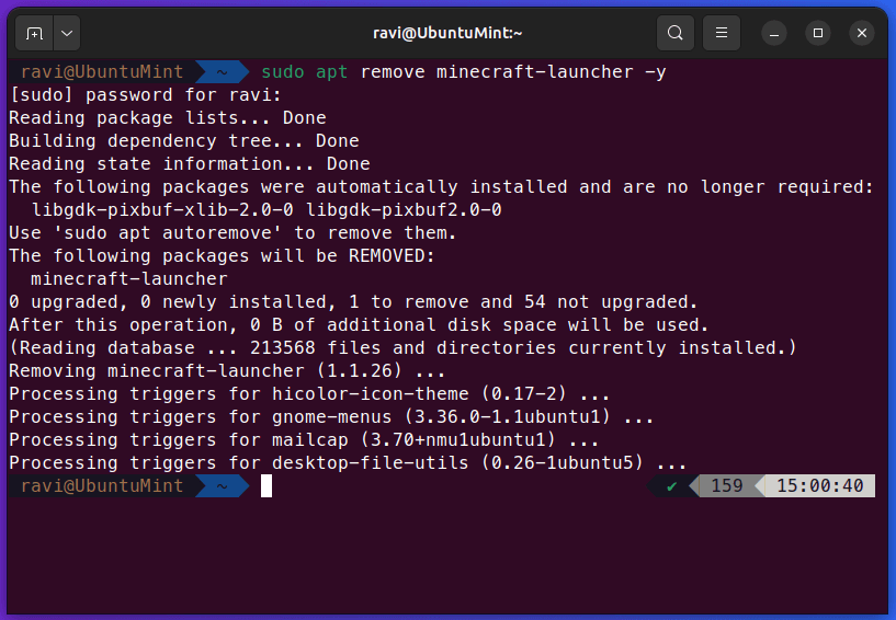 Remove Minecraft on Ubuntu