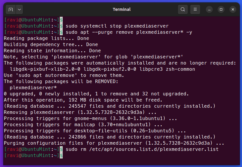 Remove Plex Server from Ubuntu