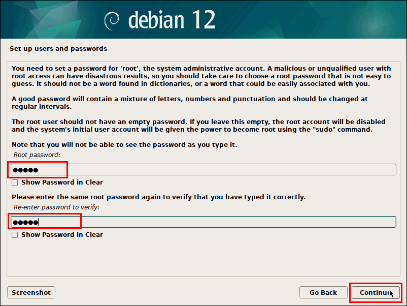 Set Root Password