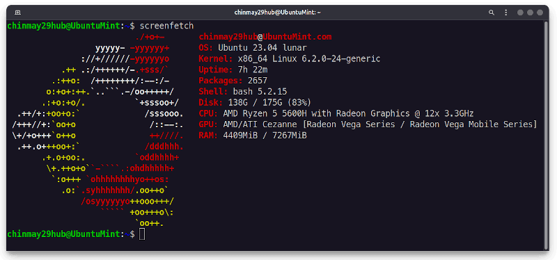 screenFetch - Show Ubuntu System Information