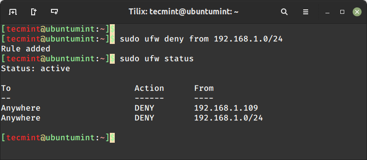 Block IP Range in UFW