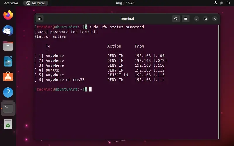 Block and Unblock IP Address in Ubuntu