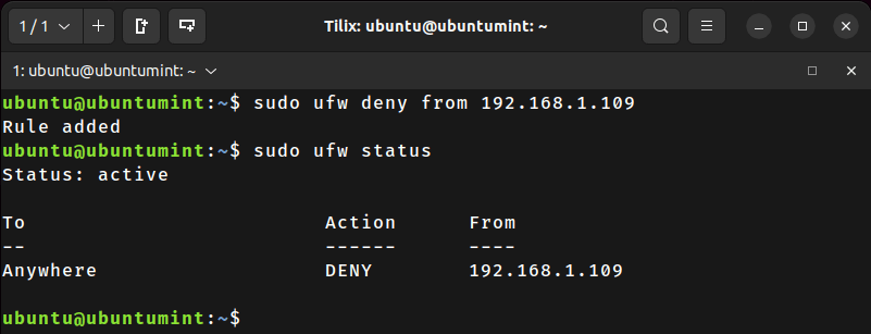 Check IP Address Blocked in UFW