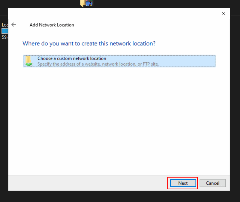 Choose a Custom Network Location