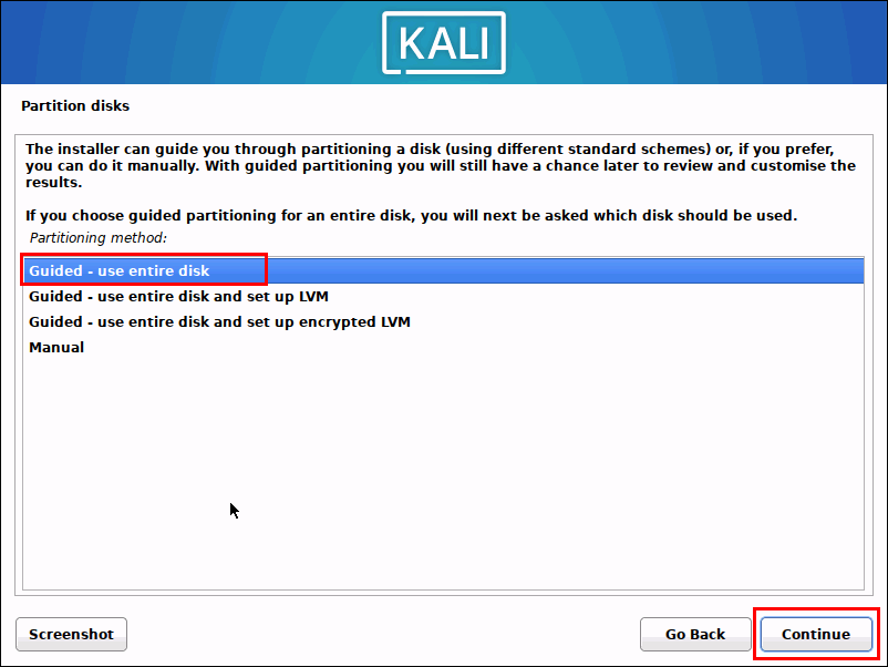 Choose Disk Partitioning