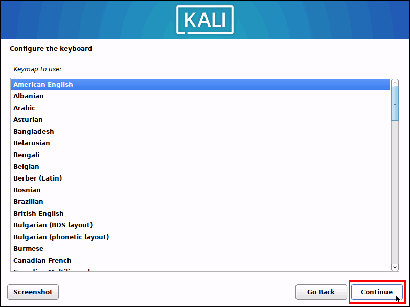 Choose Keyboard Layout