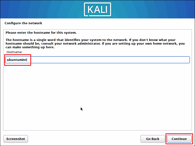 Choose System Hostname