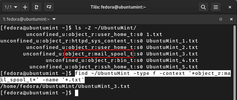 Find Files by Role and-Type in Security Context Label