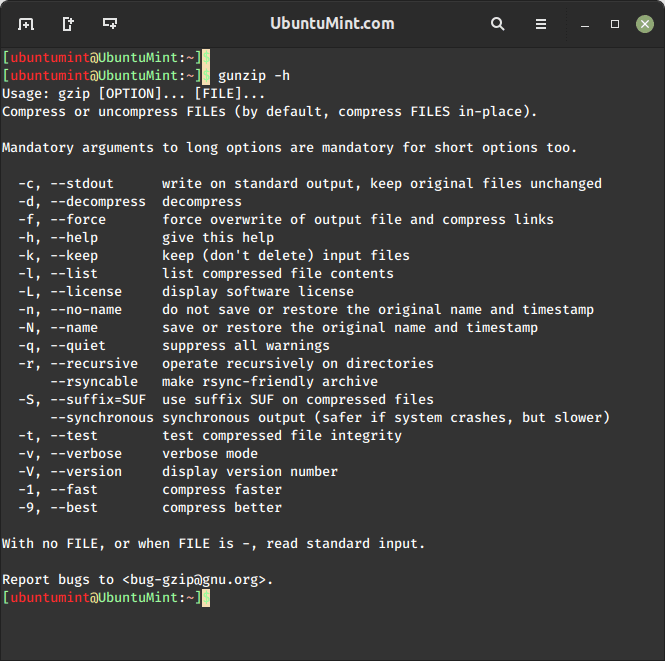 Gunzip Command Help