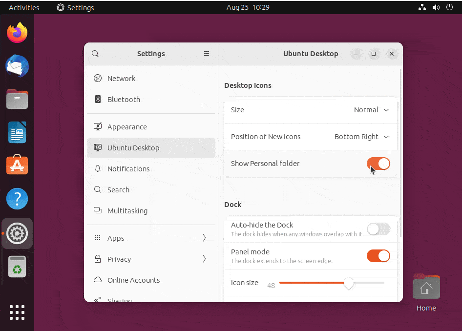 Hide Home Folder in Ubuntu Desktop