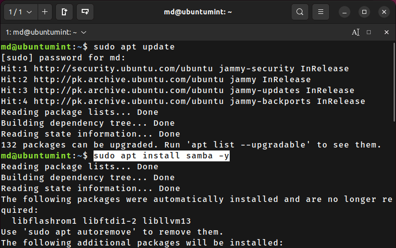 Install Samba in Ubuntu