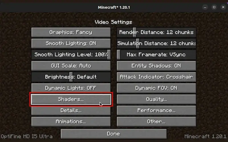 Install Shaders in Minecraft on Ubuntu