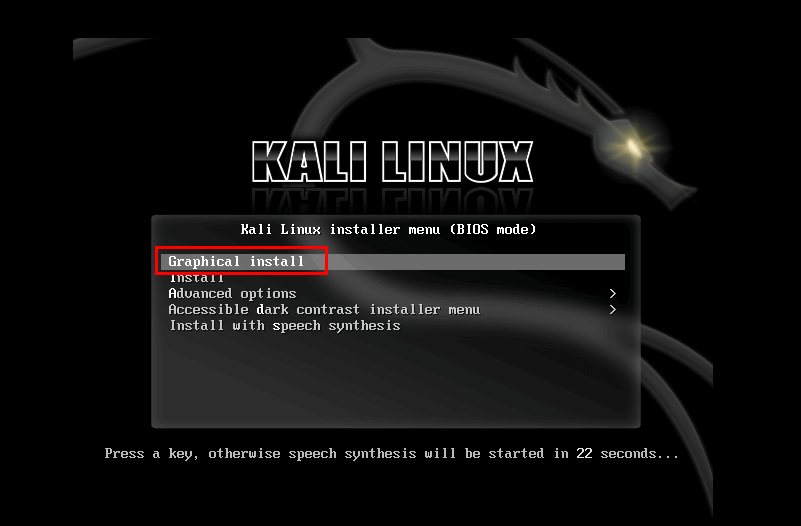 Kali Linux Install Menu