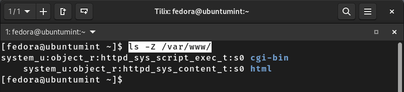 List Files SELinux Security Context