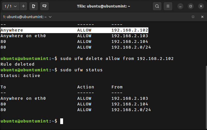 Remove IP Address in UFW