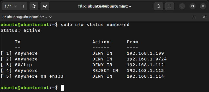 Show UFW Rules by Numbers