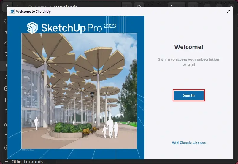 Sign In to Sketchup
