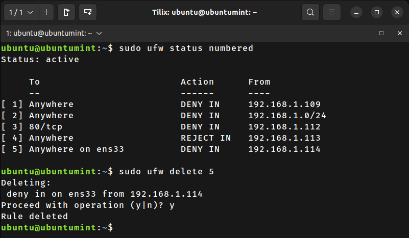 Unblock IP Address By Number in UFW