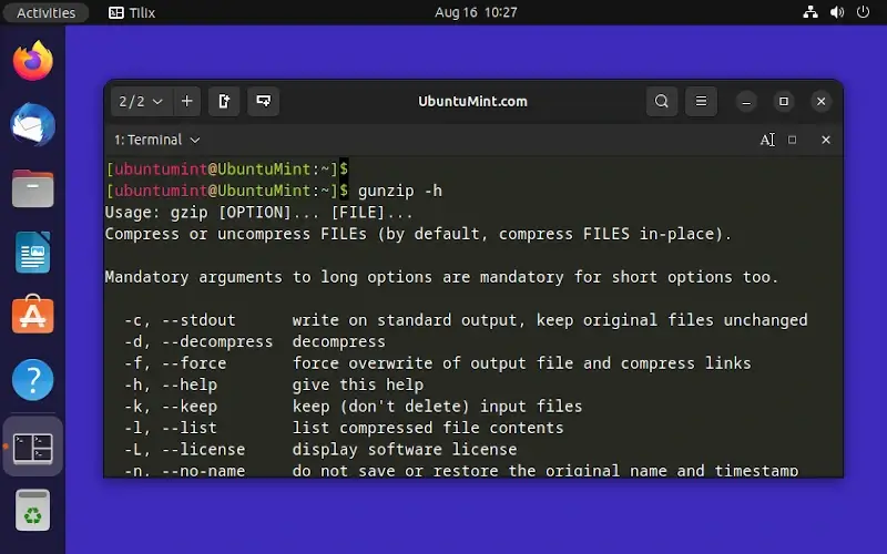 Unzip Gzip File on Linux