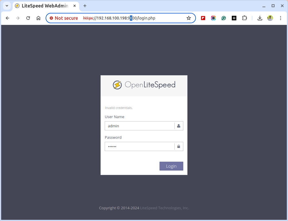 Access OpenLiteSpeed Admin Login