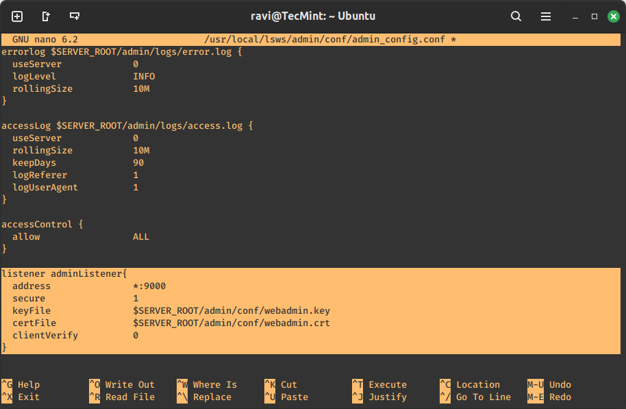 Change OpenLiteSpeed WebAdmin Port