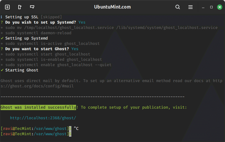 Ghost Blog Setup Completed